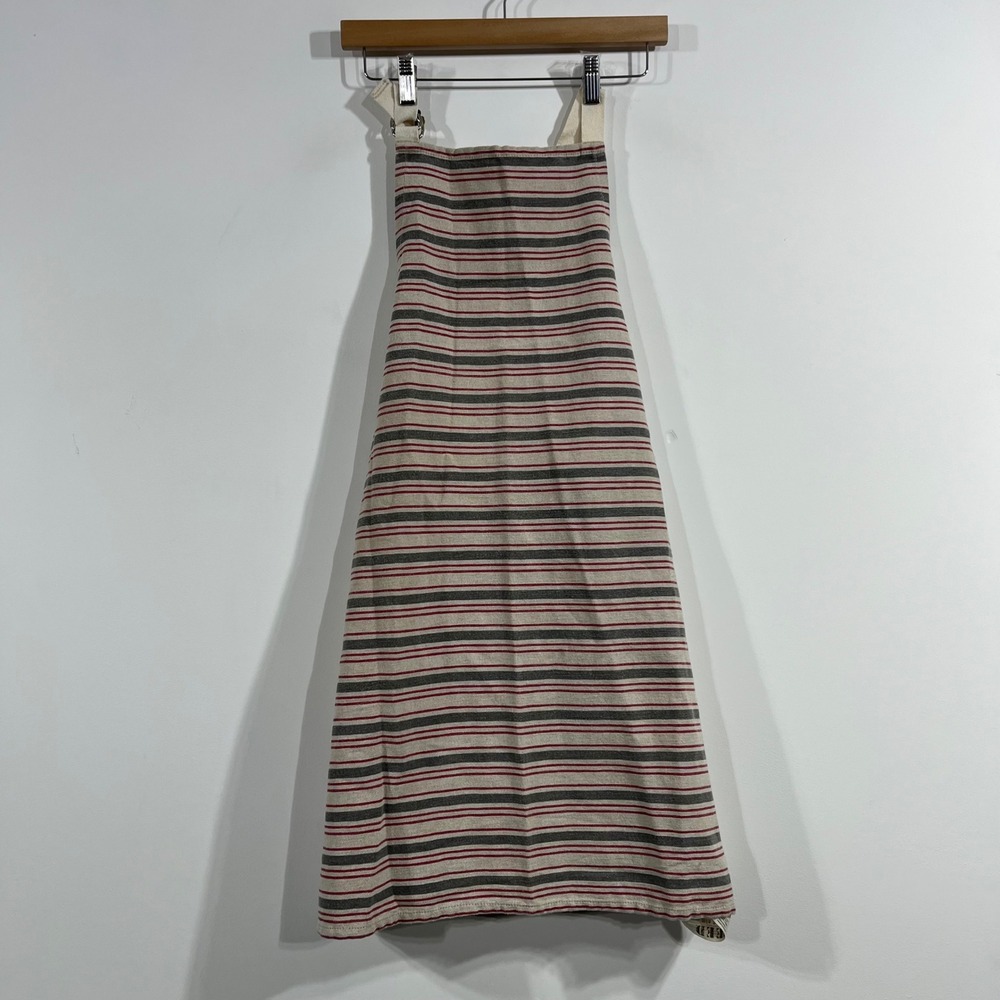 FEED West Elm Striped Canvas Apron Cotton Wool Blend Made in USA Kitchen Cottage